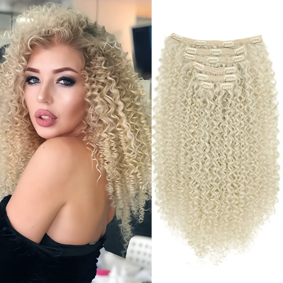 

BOL синтетические 26-дюймовые кудрявые заколки для наращивания волос, японское термостойкое волокно, 140 г, светлые волосы для наращивания для женщин