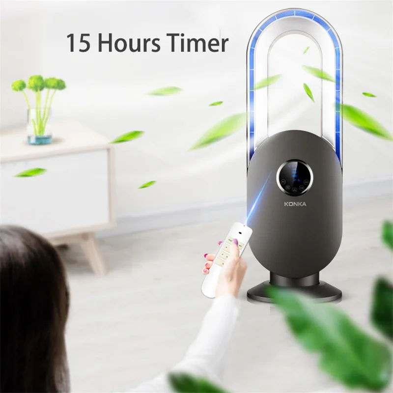 Electric Bladeless Tower Fan With Remote Control 15 Timing Household Desktop Mute Air Circulation Purification Air Cooler Fan