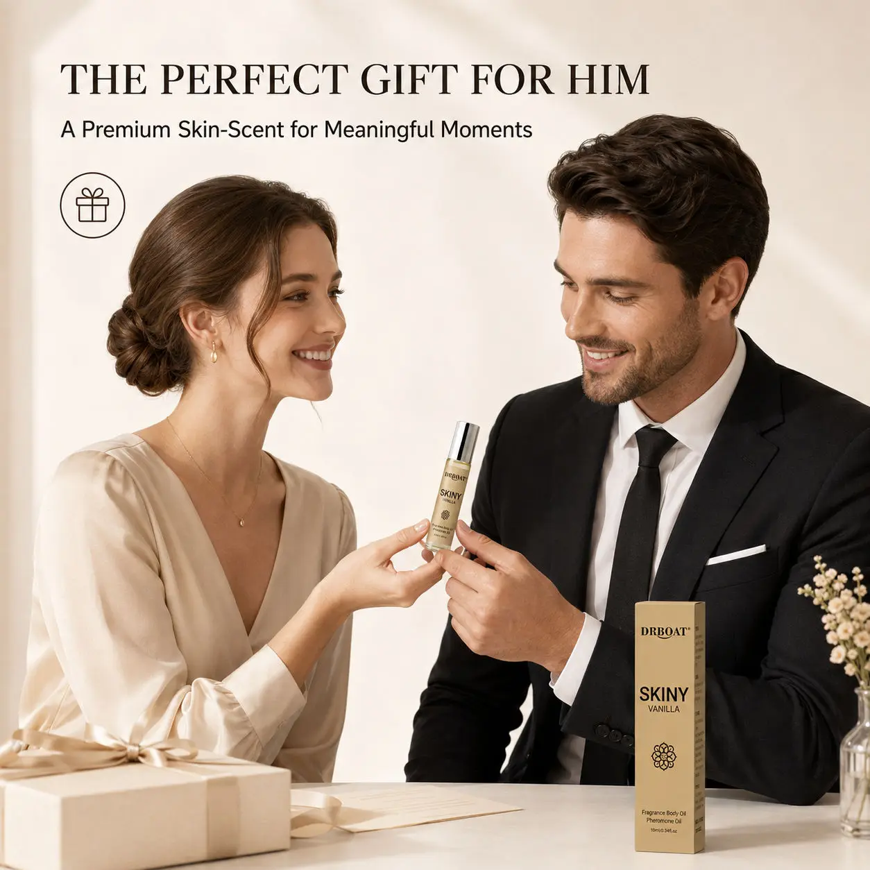Men Roll On Fragrance Oil, Skin-like Soft Vanilla White Musk Warm Woody, Alcohol-Free Portable Rollerball Perfume view 5