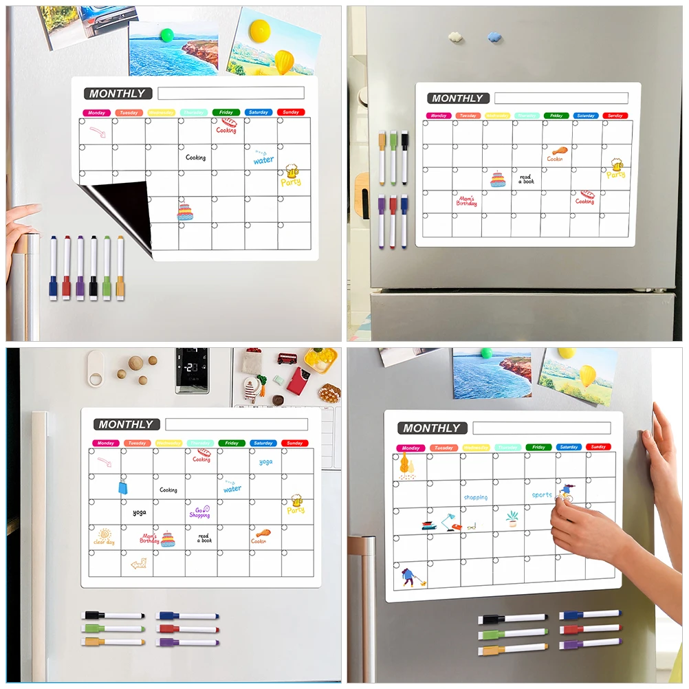 

1Set Magnetic Calendar Planner Board Plastic Refrigerator Clear Dry Erase Board for Weekly Schedule Daily Organizer