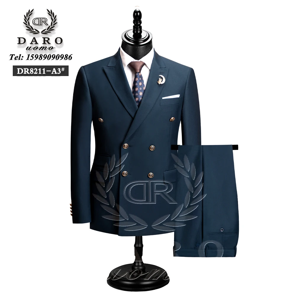 DAROuomo 2024 Men Suit Slim Fit Formal Business Work Wear Suits 2Pcs Set (Jacket+Pants)DR8211