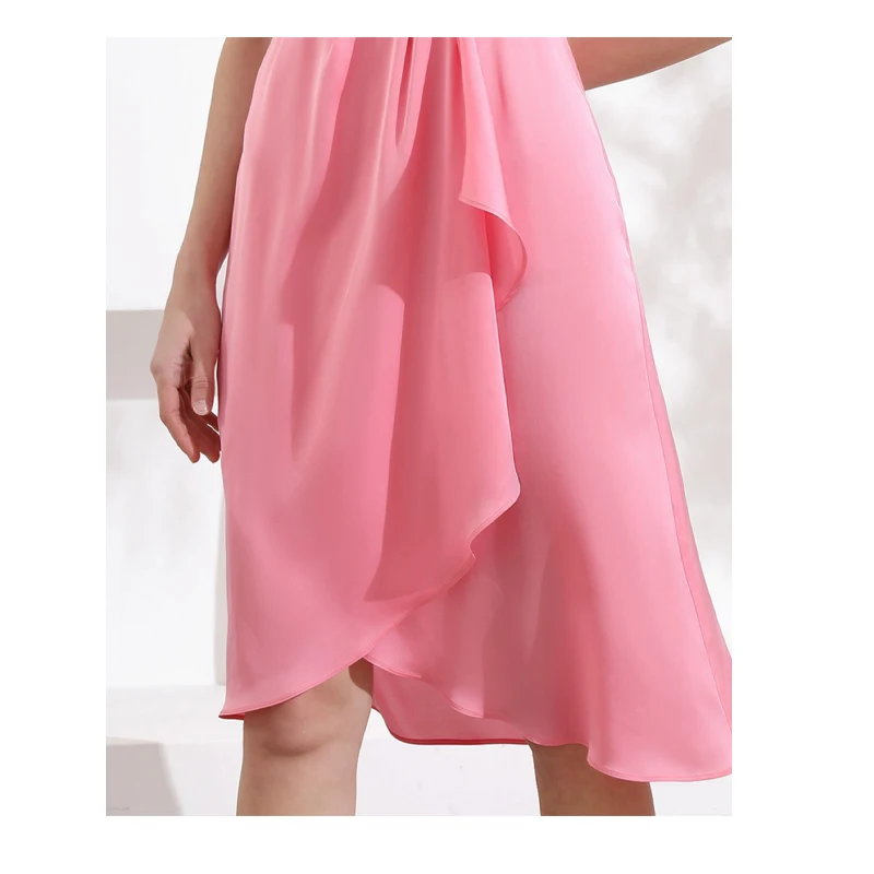 Estilo de verão feminino 100% cetim de seda manga curta vestido feminino saia amoreira seda design irregular roupas de moda high-end