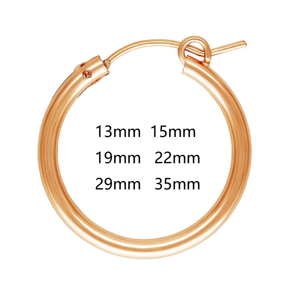 14K Rose Gold Filled Round Eurowire Hoop Earring 13mm 15mm 19mm 22mm 29mm 35mm