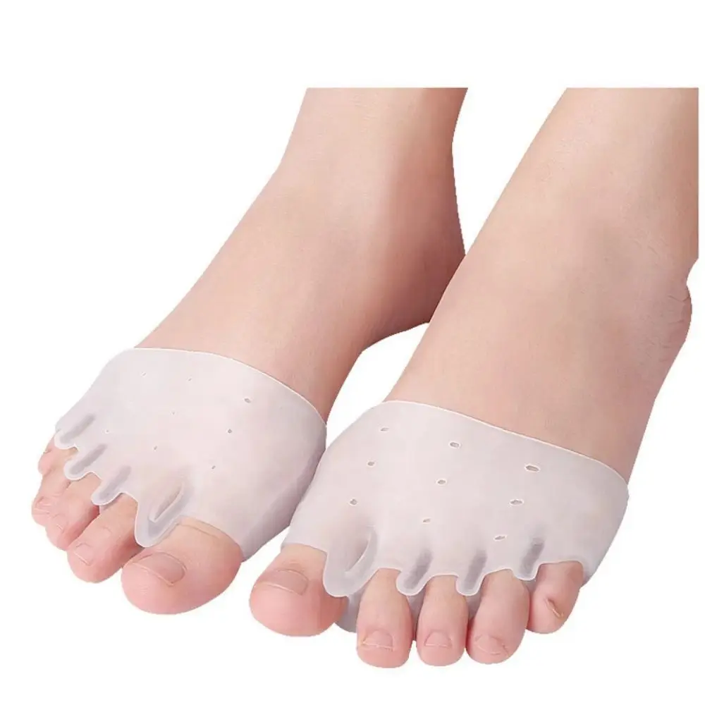 Plantillas para aliviar el dolor de Hallux, Corrector de dedos de los pies, almohadillas de Gel para el cuidado de los pies, almohadillas para el antepié, cojín separador de dedos Valgus de silicona, 1 par