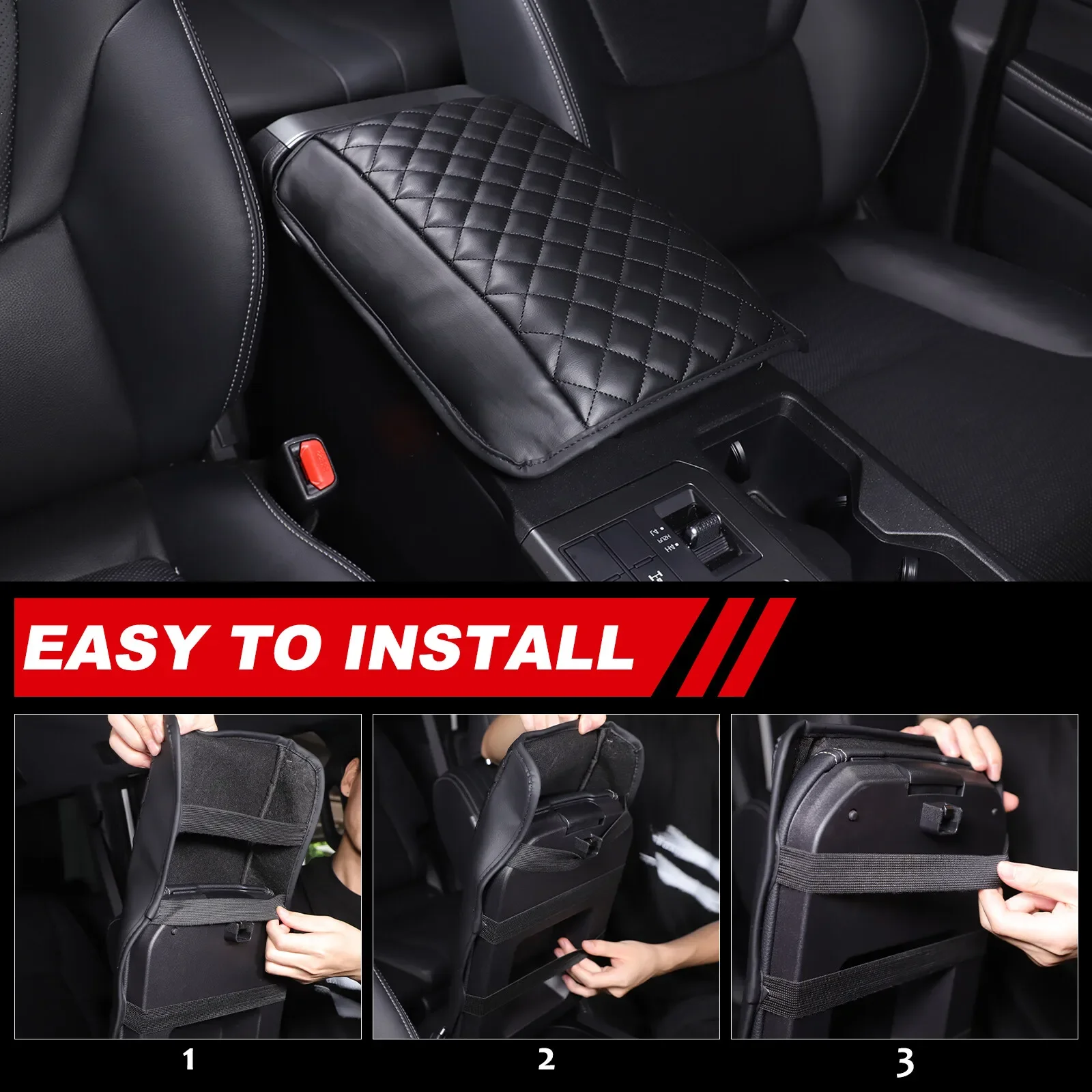 

1PC Car-Styling PU Leather Armrest Cushion Cover Center Console Box Protect Pad For Toyota Land Cruiser Prado J250 LC250 2024-25