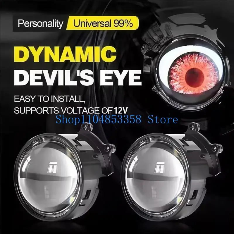 652F Dynamic Eye LED Headlights For Cars Bikes Remote Color Changing ABS Lens High Brightness Lighting Quick Installation