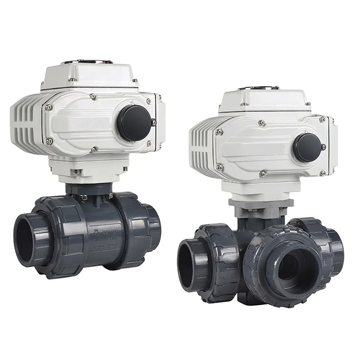 

Custom Electric 2 Way 3 Way Upvc/pp Ball Valve Flanged End t Port 3 Way Pvc Electric Motorized Operated Ball Valve