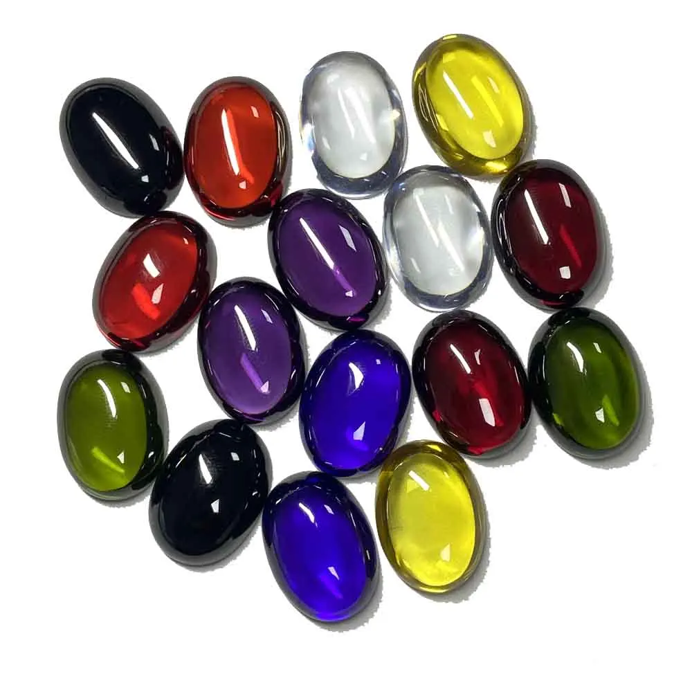 

100pcs 1 Bag Machine Cut Colors Cubic Zircon Oval CZ Flat-back Cabochon Gemstones