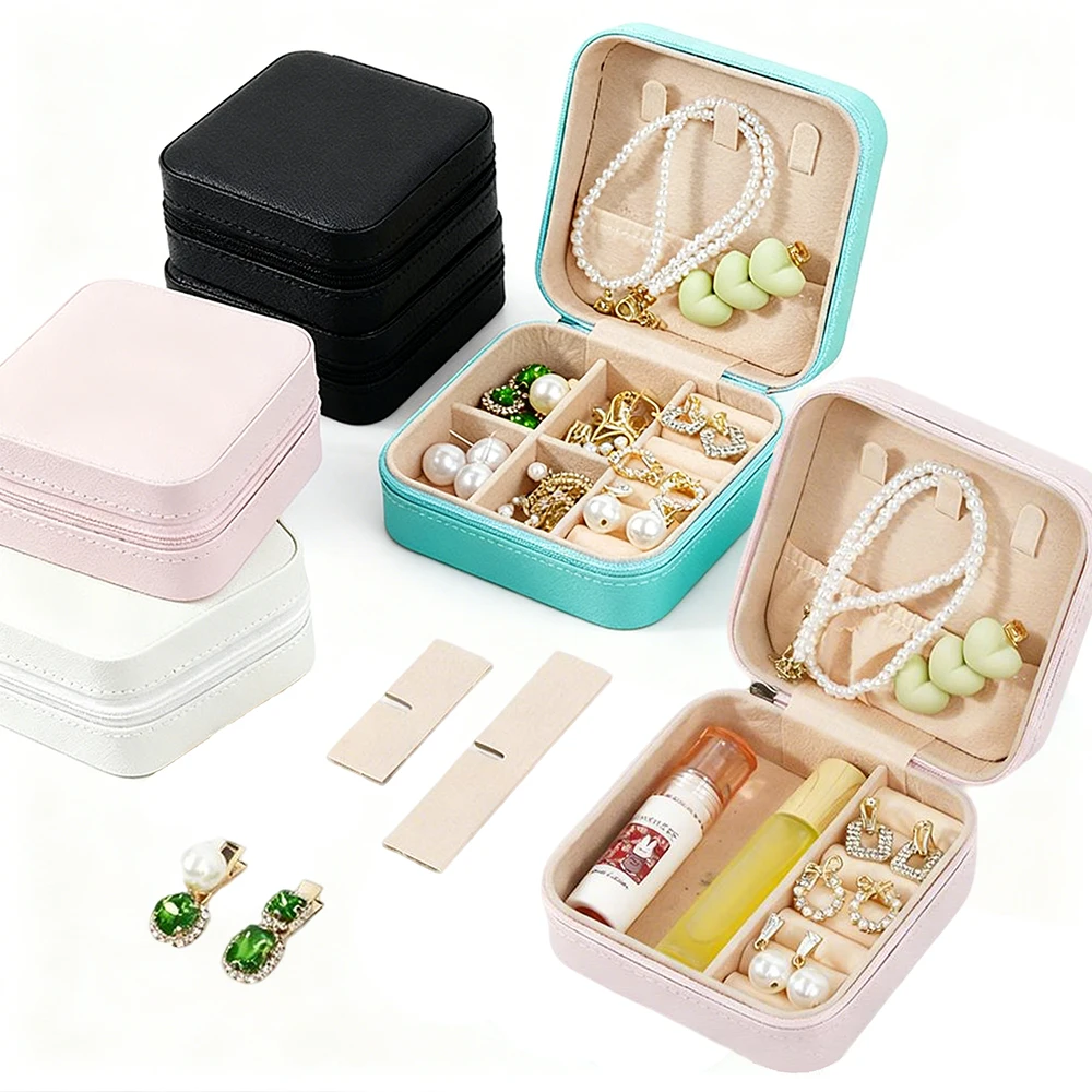 

Mini Cosmetic Case Jewelry Storage Box Jewelry Case Leather Storage Earrings Necklace Ring Lipstick Organizer Travel Makeup Bag