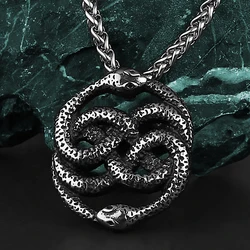 Never Ending Story Vivid Two Snake Pendant Unisex Fashion Animal 316L Stainless Steel Pendant Necklace Gift Jewelry Wholesale