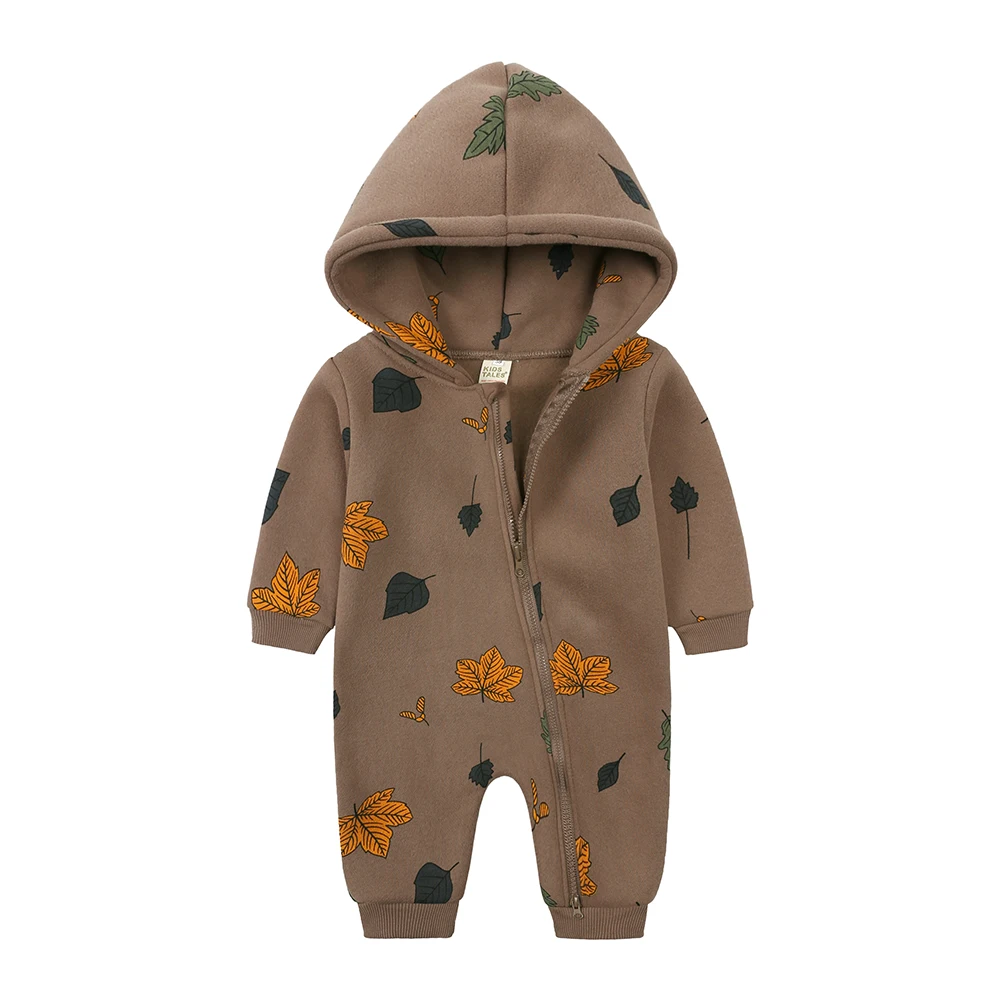 

Cartoon Print Baby Boy Clothes Long Sleeve Hooded Zipper Newborn Baby Clothes Girl Romper Autumn Winter Baby Romper 3-24 Months