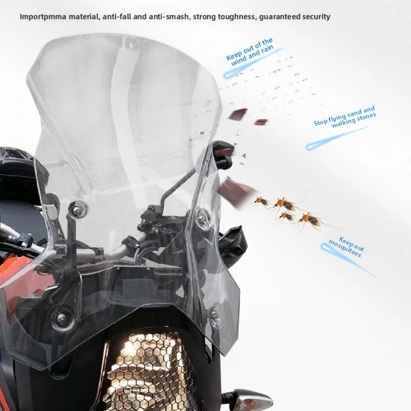 For KTM 2021 2022 1290 ADV S 1290ADV S 1290-ADV S Motorcycle Raised Front Windshield Transparent Windshield Rain Chest Protector