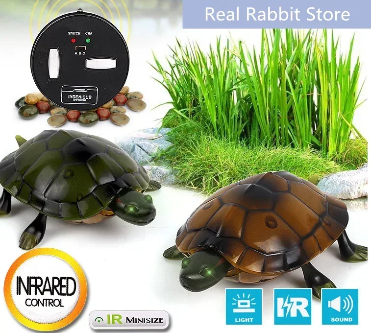 Jouet de simulation électronique RC pour animaux de compagnie, jouet de farce, modèle de robot tortue, son et lumière, télécommande intelligente, drôle, cadeau pour enfants