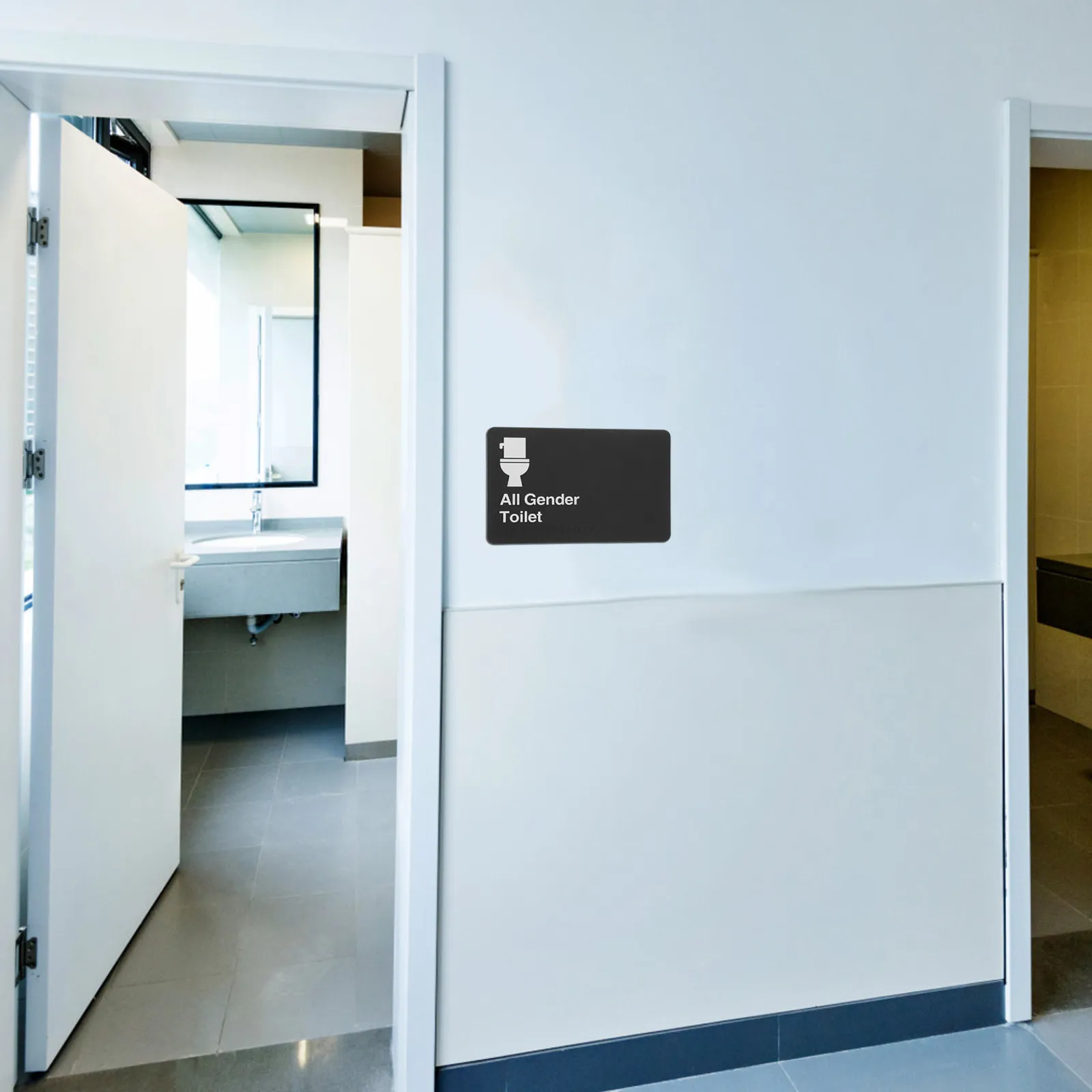 全性別トイレ標識点字簡単設置ユニセックストイレ標識ビジネスオフィストイレ標識衛生標識