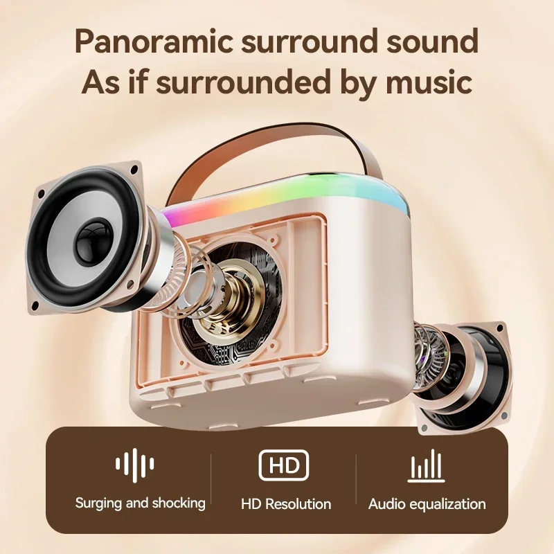 

Microphone Karaoke Machine Portable Bluetooth 5.3 PA Speaker System with 1-2 Wireless Microphones Home Family Singing Machine