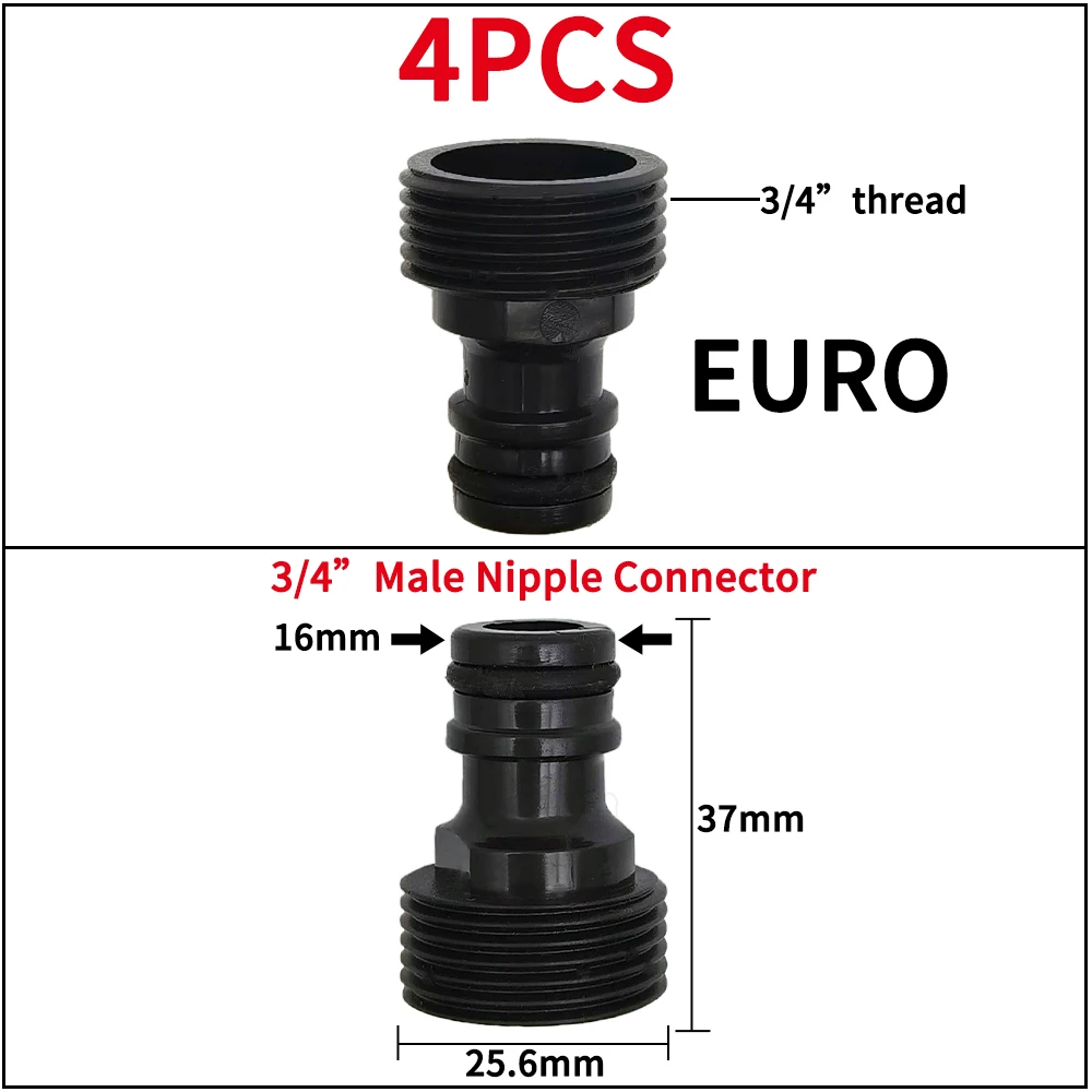 Garten-Wasserhahn-Adapter, Schnellanschlüsse, 1/2 Zoll, 3/4 Zoll, Tropfbewässerung, Wasserverteiler, Innengewinde, Außennippelverbindung, 1/4 Zoll Schlauch – Detail 11