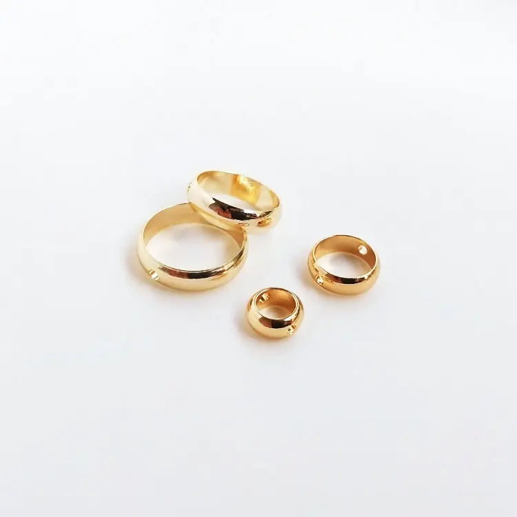 10PCS 4MM 6MM 8MM 10MM 14K Gold Color Plated Brass Beads 2 holes Oval Connect Charms High Quality Diy Jewelry Accessories