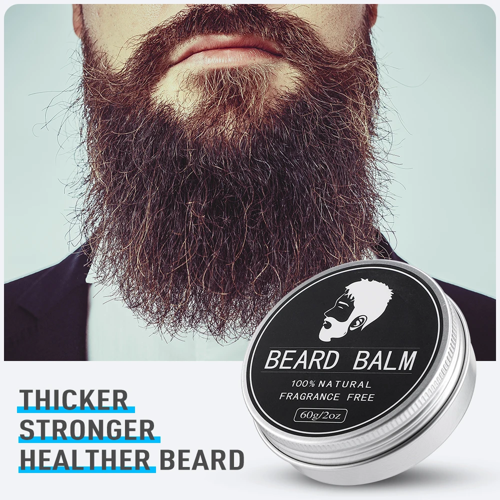 60g Beard Balm For Men Facial Hair Beard Growth Wax Thicking Moisturizing Nourishing Professional Mustache Cream Beard Care