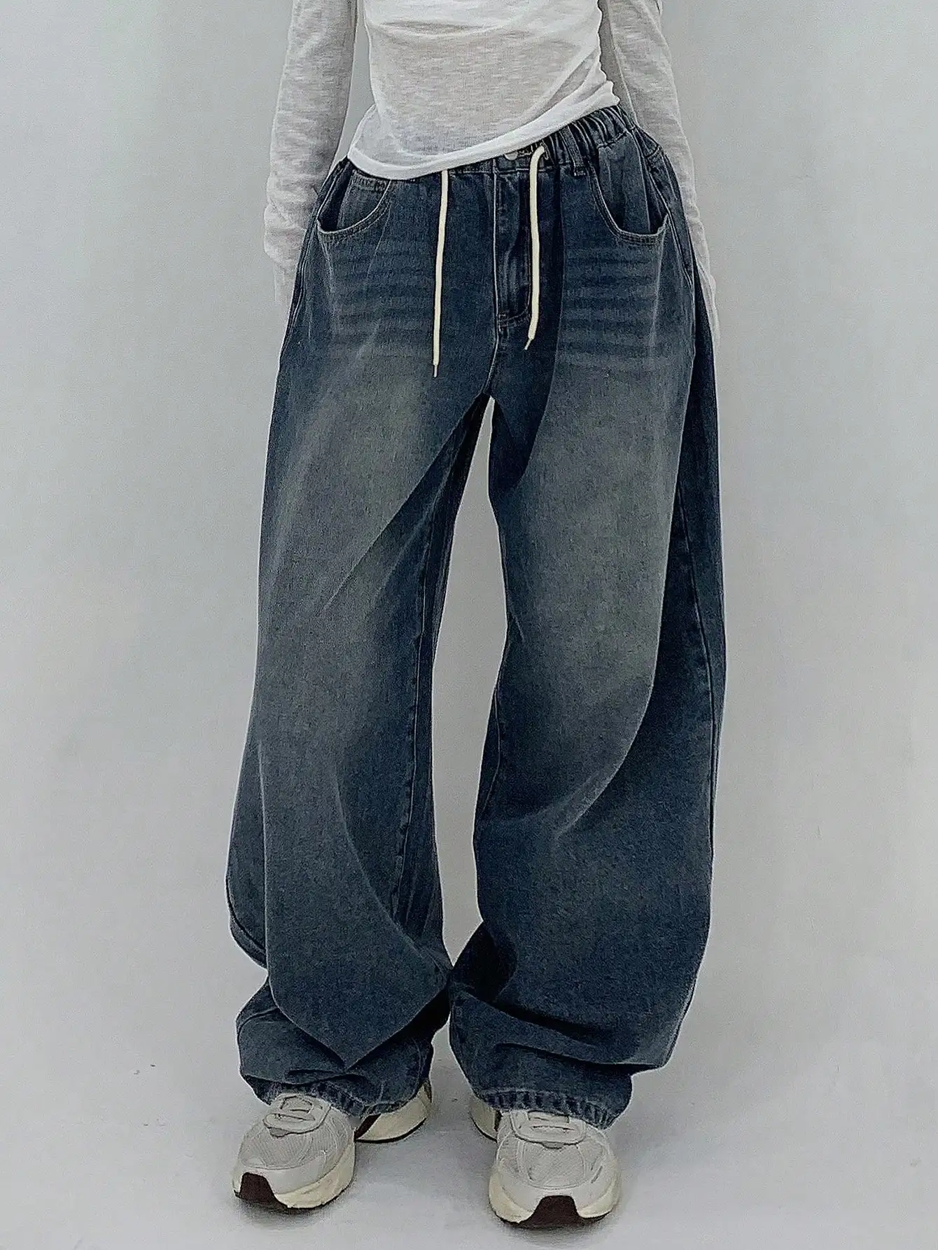 

Женские джинсы-шаровары Y2K из эластичного денима свободного кроя