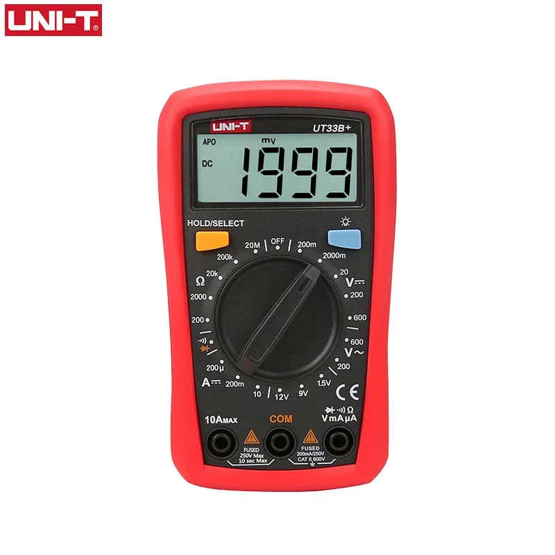 UNIT UT33B+ Mini Digital Multimeter AC DC Voltmeter Ammeter 2000 Counts Battery Test Meter Multitester Resistance ohm Tester