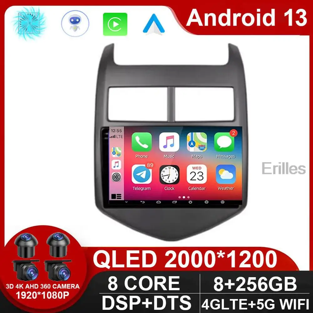 5G 2din Android 13 Car Radio Multimedia Player For Chevrolet Aveo 2 Sonic T300 Autoradio CarPlay Navigation GPS