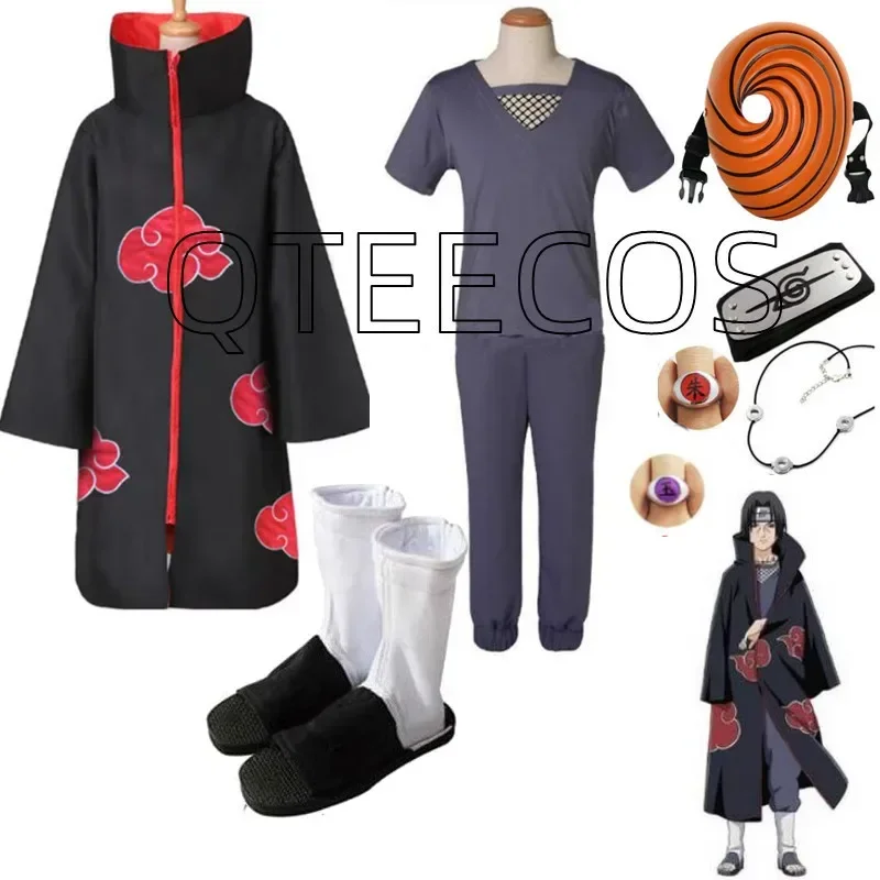 Uchiha Itachi Cosplay Costumes Anime Long Cloak Coat Robe Trench Ninja Halloween Carnival Party Clothes Shoes