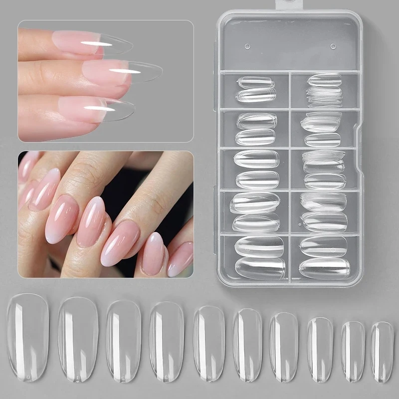 100/120pcs Acrylic Nails Fake Capsule Short Almond Coffin Square Artificial Nail Extension Soft Gel Tips Accessories Tools