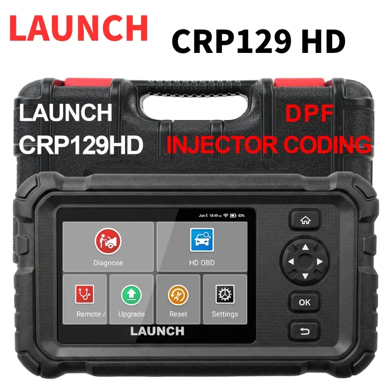 LAUNCH CRP129HD Heavy Duty Truck Scanner with DPF Regen & 7+ Resets Full-system Diesel Scanner Diagnostic Tool for Cummins, Detr