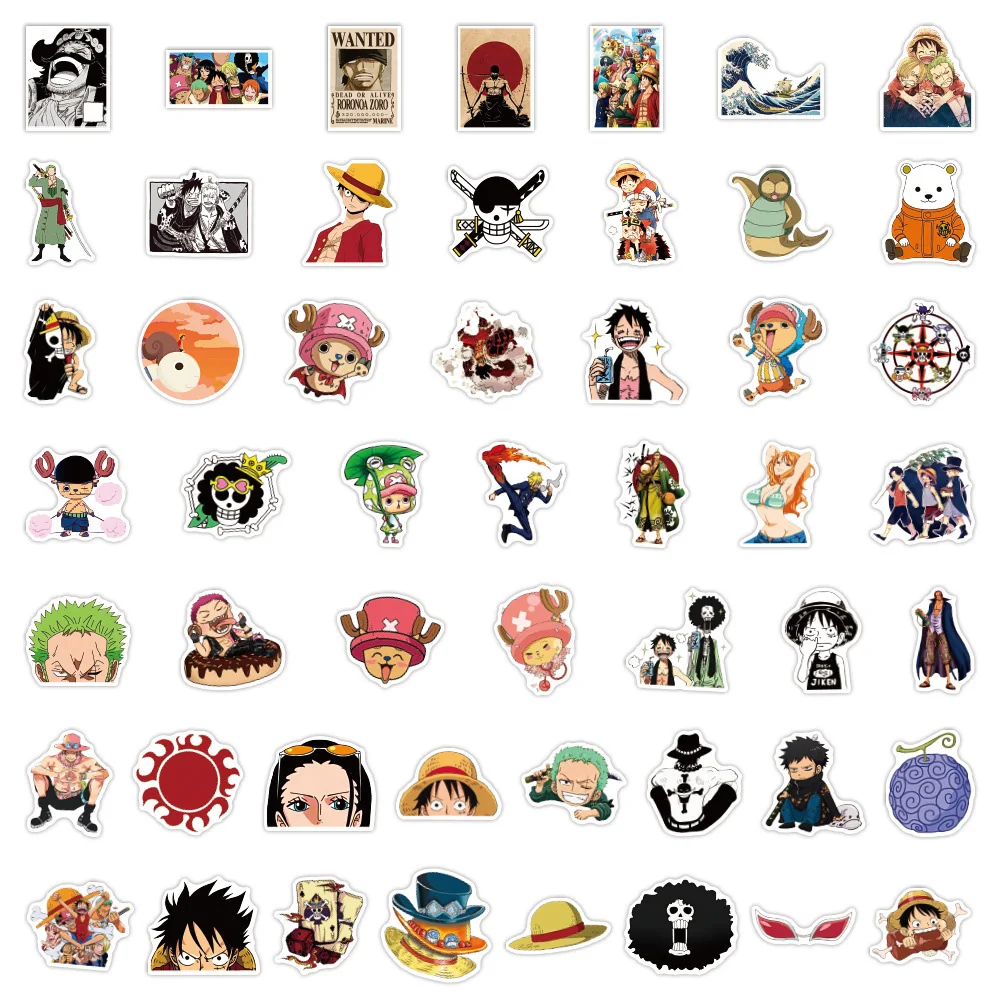 10/30/50/100pcs Vintage ONE PIECE Stickers Anime for Kids Toy DIY Motorcycle Helmet Phone Skateboard Cartoon Decal Sticker Packs