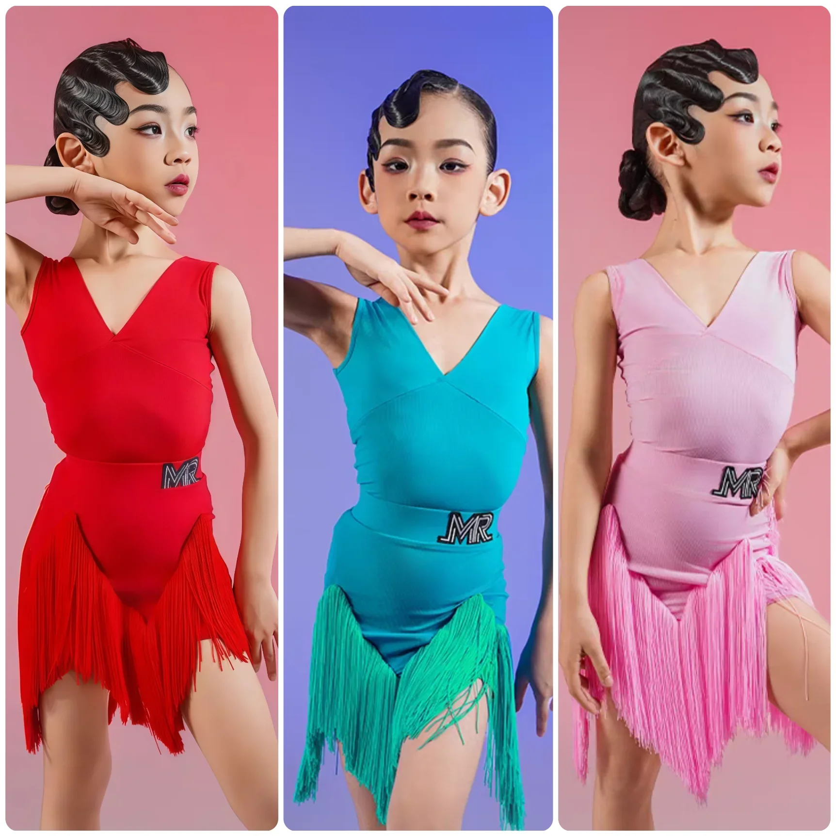 الأطفال هامش رومبا اللاتينية فستان رقص الفتيات شرابة التانغو السالسا السامبا قاعة الرقص اللاتينية أزياء رقص الأطفال المرحلة وتتسابق زي #1