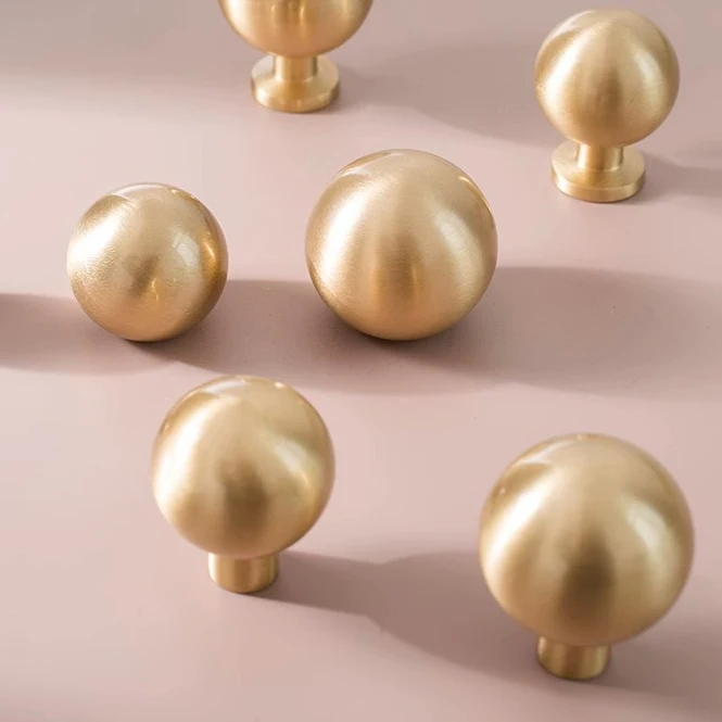 Beicai Ball Knob Solid Brass French Light Luxury Wardrobe Door Handle Cabinet Simple Small Knob Furniture Handle