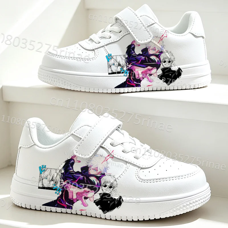 Kids Gift Gojo Satoru Anime Figure Design Boys Girls Comfortable Minimalist Trendy White Shoes Campus Wear Light Sports Shoes