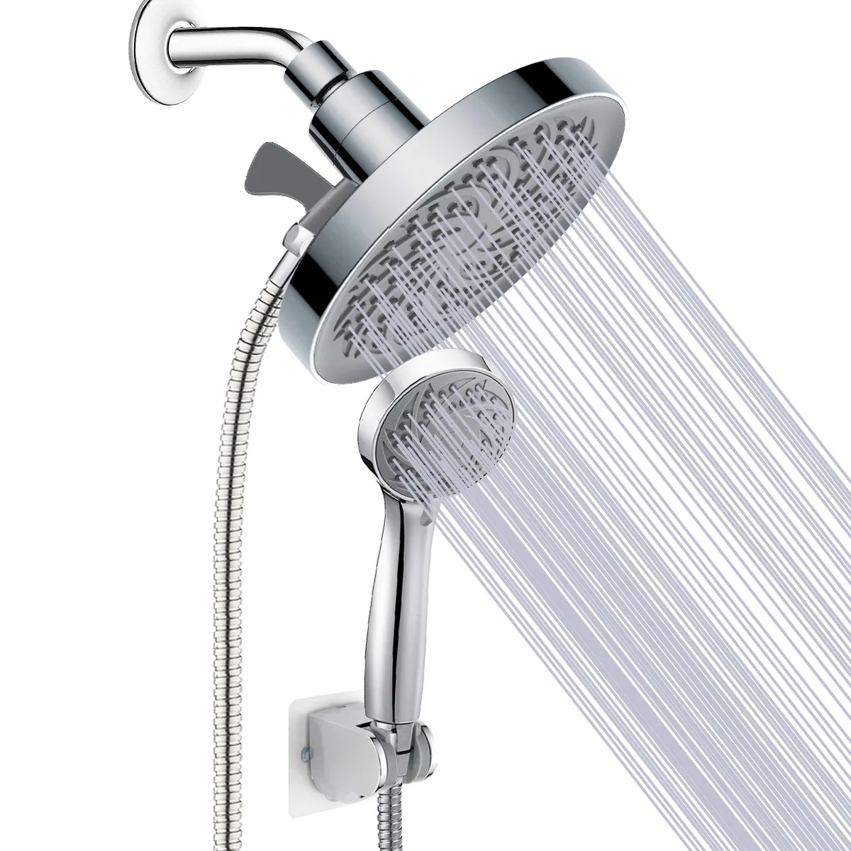 3 Functions Handheld Round Pressurized Top Spray with Tee Water Separator Set Shower Double Shower Set