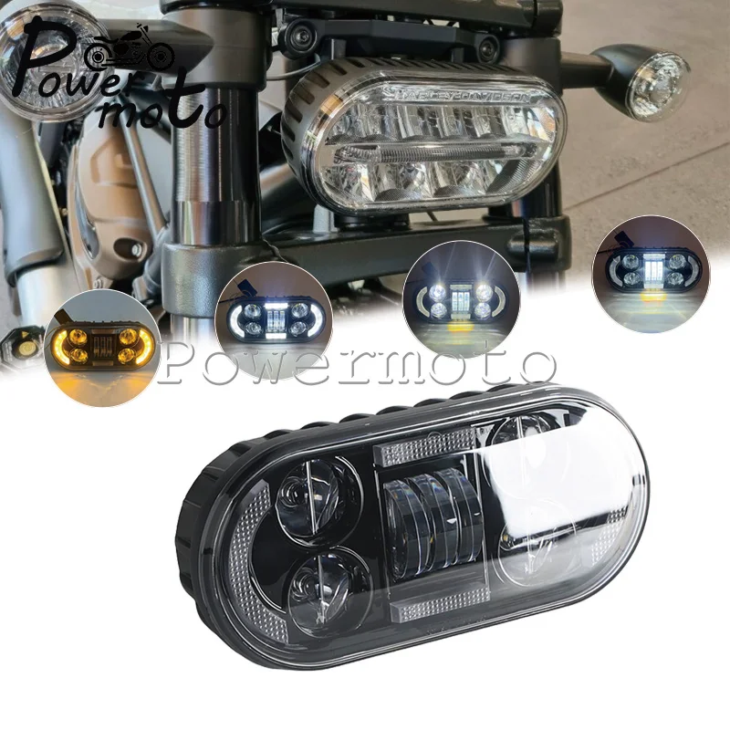 High Brightness LED Headlight DRL Turn Signal Combo Kit For Harley Sportster S RH1250S 2021-2026 Black Aluminum Housing  DC 12V