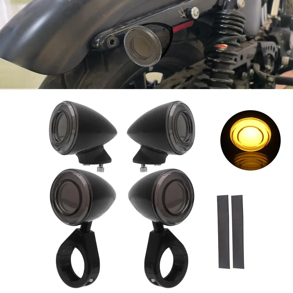 2Pair Led Signal Light Motorcycle Indicator Lamp Motorcycle Signal Light Fit For Harley-Davidson 1982-2021 Abs Plastic Smoked