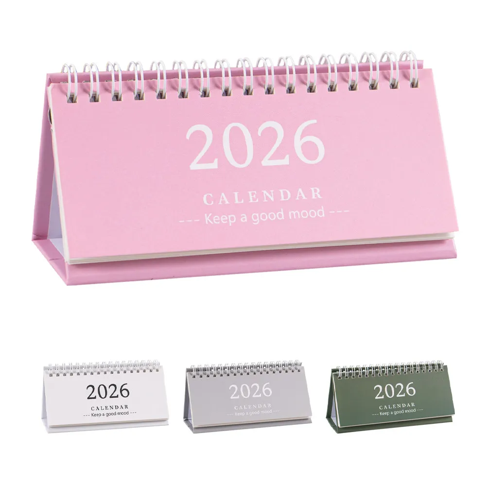 

4Pcs Long Desk Calendar 2026 Minimalist Standing Small Flip Planner English Yearly Monthly Desktop Office Home School Time