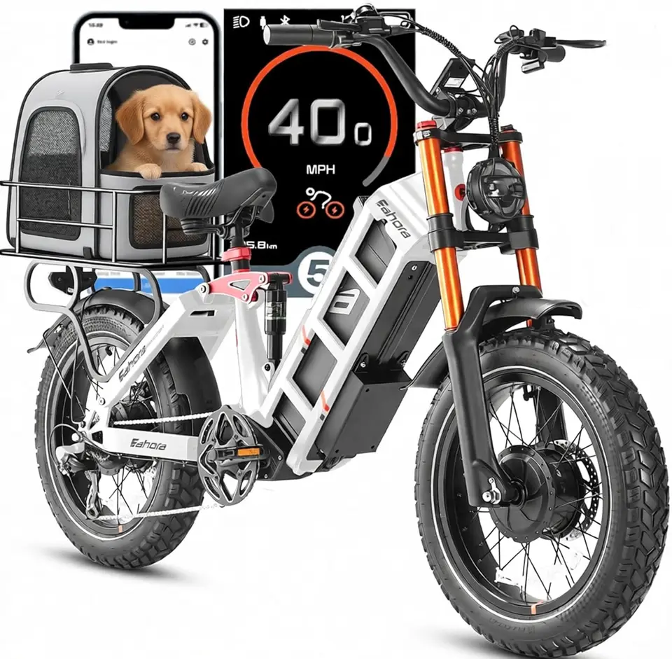 2026  Pro 2 Electric Bike for Adults, Peak 5400W Dual Motor, 43Mph, 60V 70Ah Battery for 220 Miles Range, 20" Fat T image 3