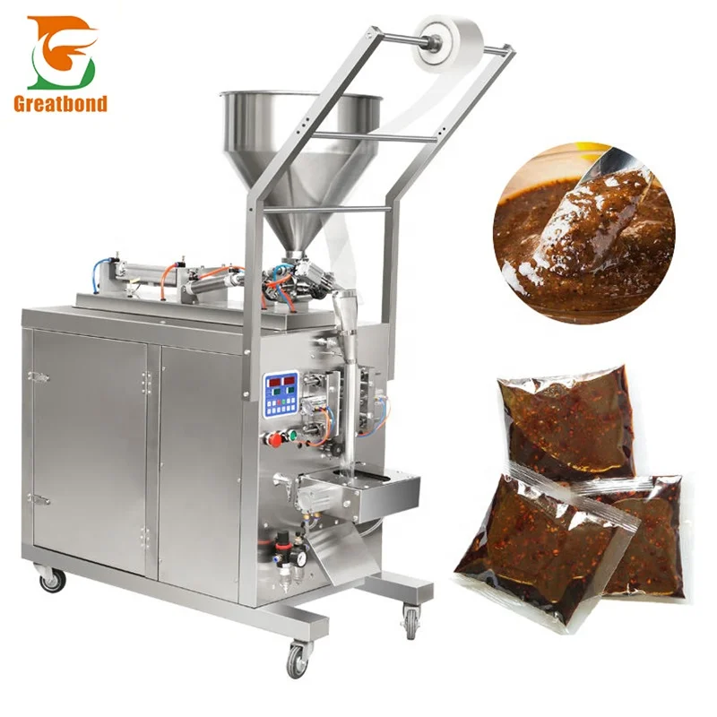 ODM OEM Multi-function Tomato Ketchup Salad Food Mustard Mayonnaise Plastic Film Bag Back-seal Liquid Filling Packaging Machine
