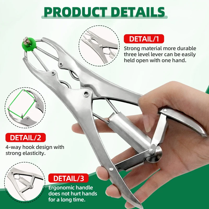 Stainless Steel Sheep Broken Tail Castration Forceps Expansion Clamp Elasticity Rubber Castration Rings Farm Animal Bloodless
