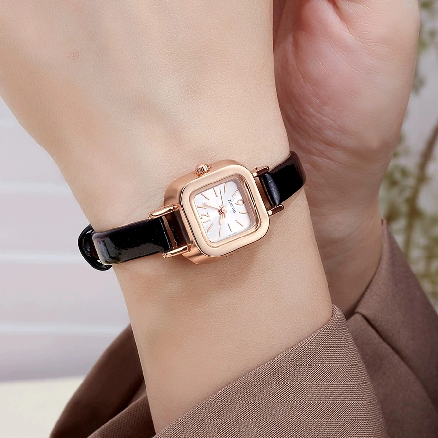 New Fashion Luxury Woman Square Leather Watch Women Retro Wrist Watches Students Casual Quartz Watches For Gifts Reloj Mujer Hot