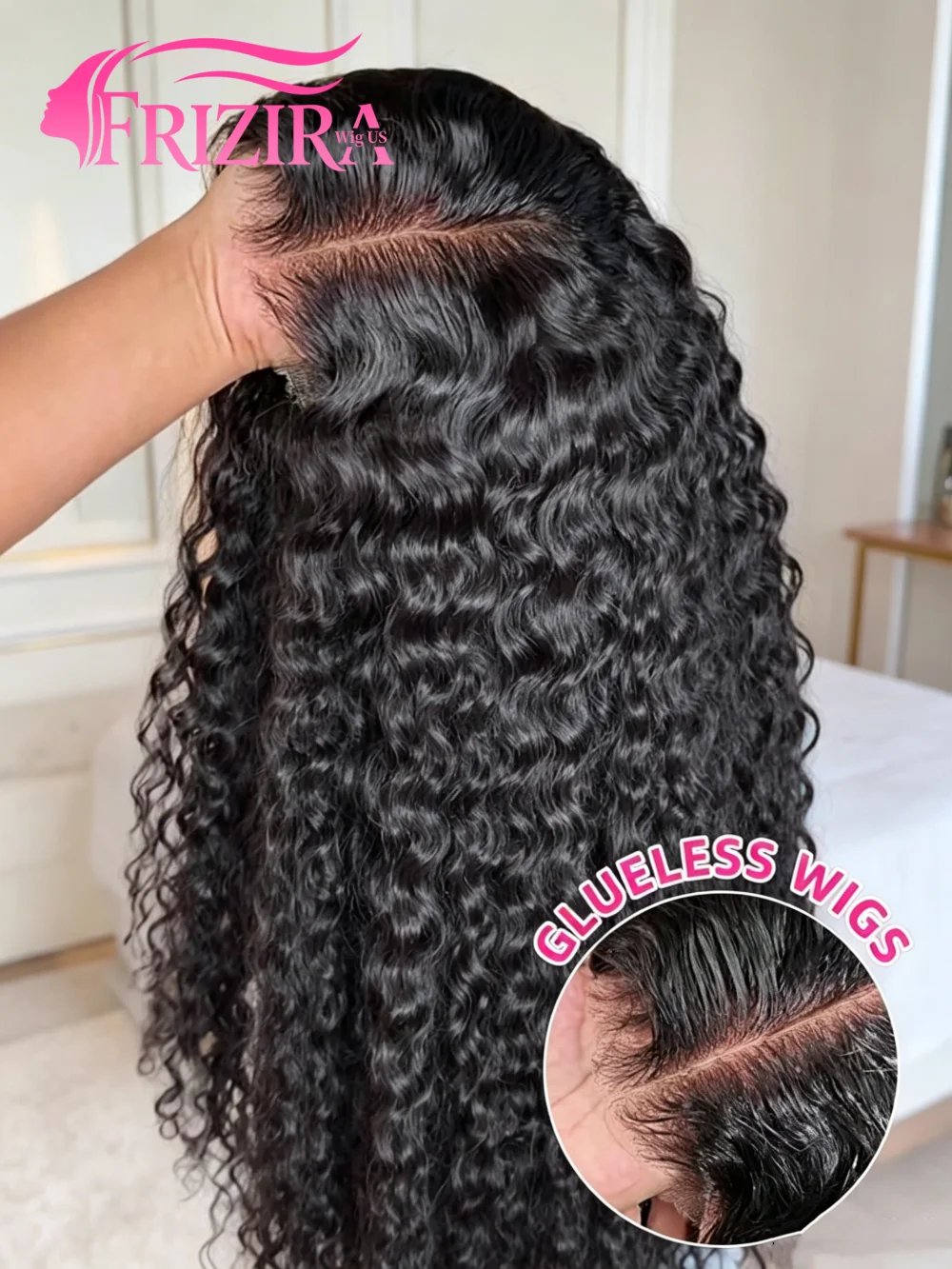 

30 Inch Curly Lace Front Wigs Human Hair 200 Density 13x4 HD Lace Frontal Wigs Human Hair Pre Plucked Deep Wave Wigs Human Hair For Women Natural Black