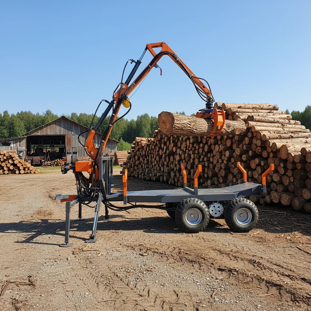 Factory Price Hydraulic Timber Log Wood Trailer with Crane Grapple for Sale Remolque