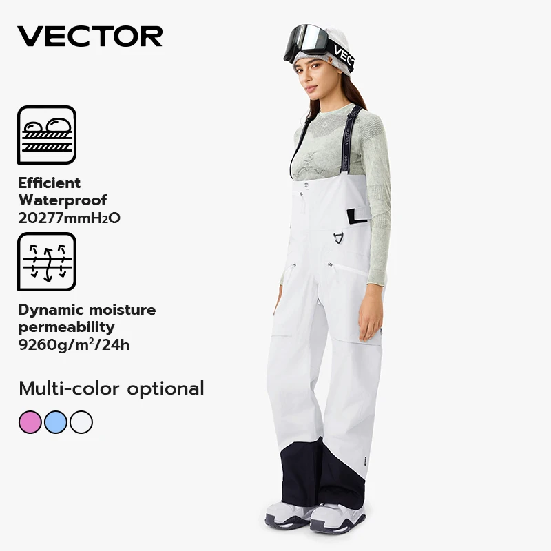 VECTOR 3L Thick Men Women Ski Pants Straight Overalls Jumpsuit Bib Waterproof Winter Warm Windproof Outdoor Sports Snowboard