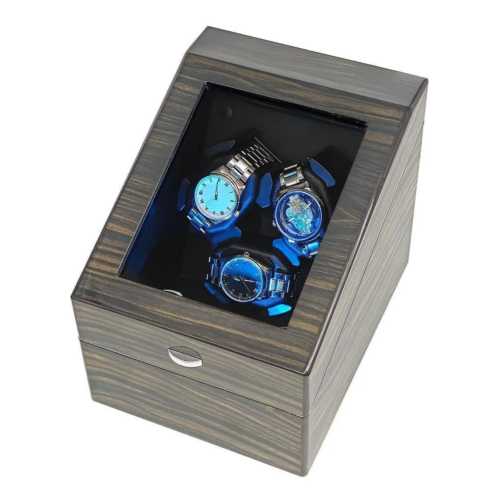 Automatic Watch Winder Rotatable 3+3 Grids Compact Ornament Utility PU Leather Shaker Holder for Automatic Watches Household