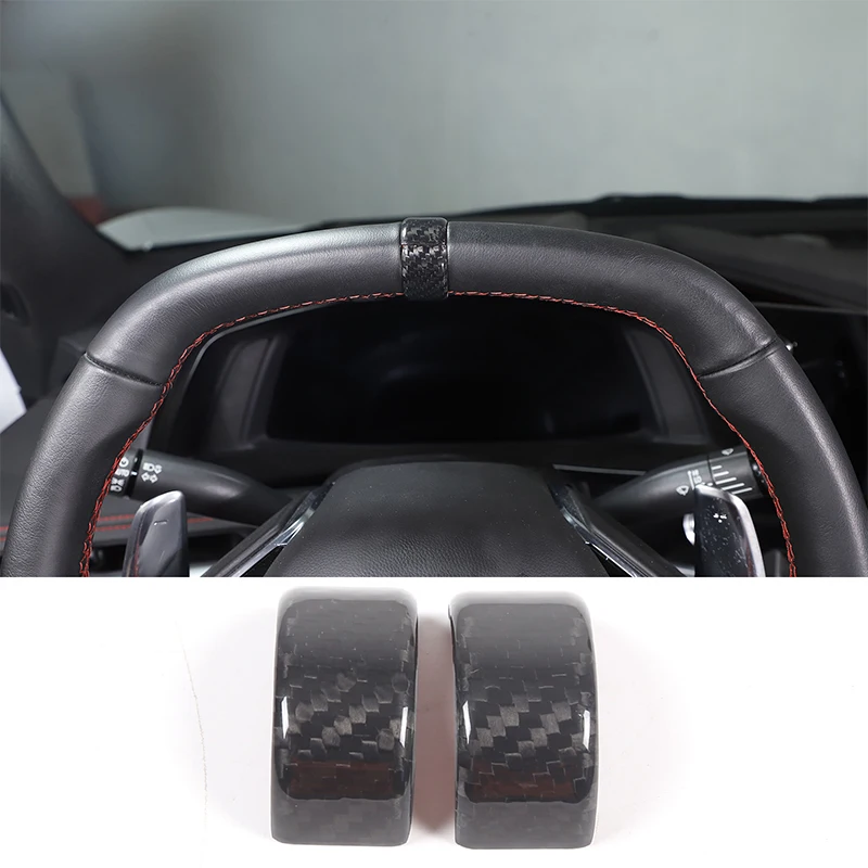 

For Chevrolet Corvette C8 Stingray Z51 Z06 2020-2023 Real Carbon Fiber Steering Wheel Directions Ring Cover Auto Accessories