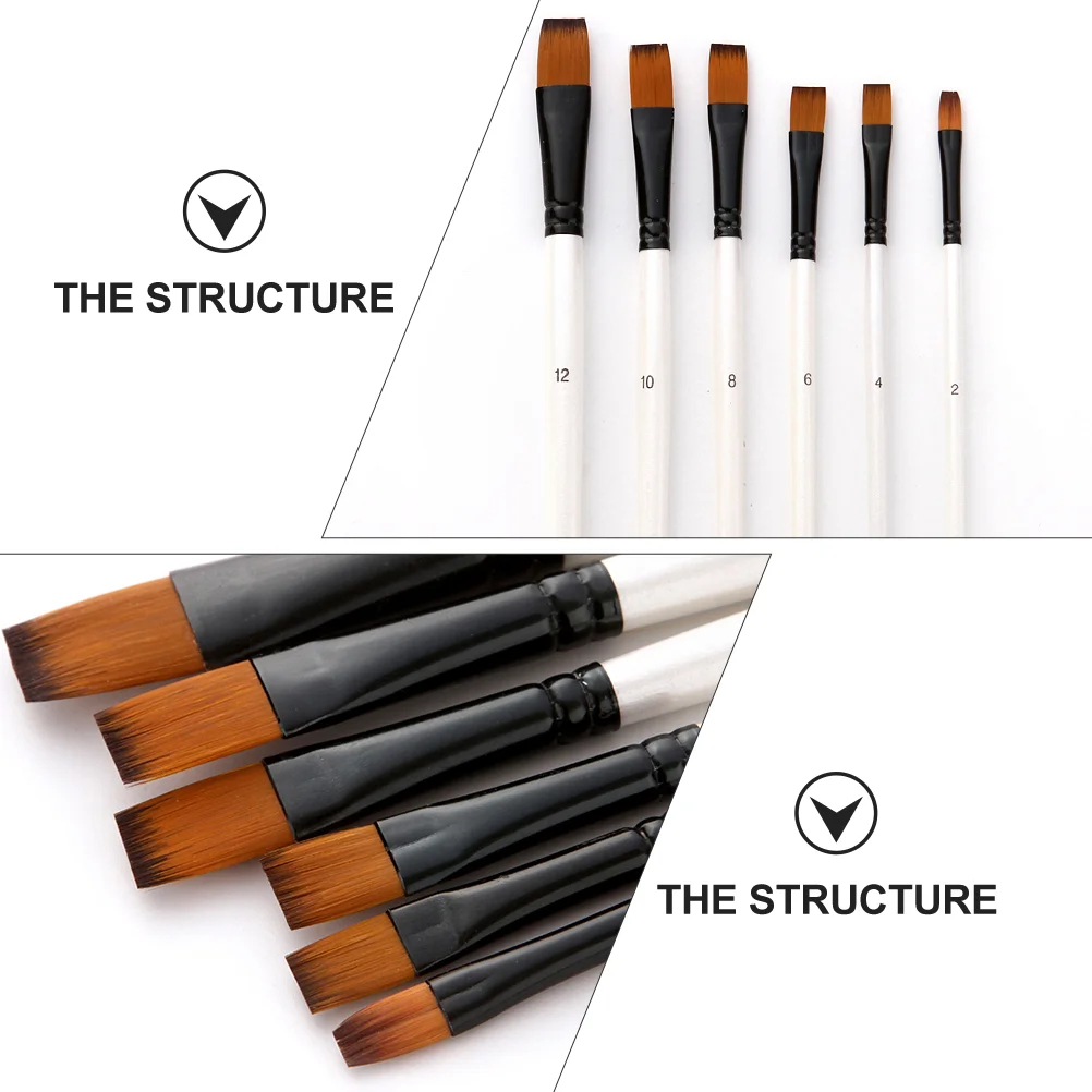 6 Pcs Nylon Brush Set Painting Drawing Miniature Supplies Dual Color Hair Pens