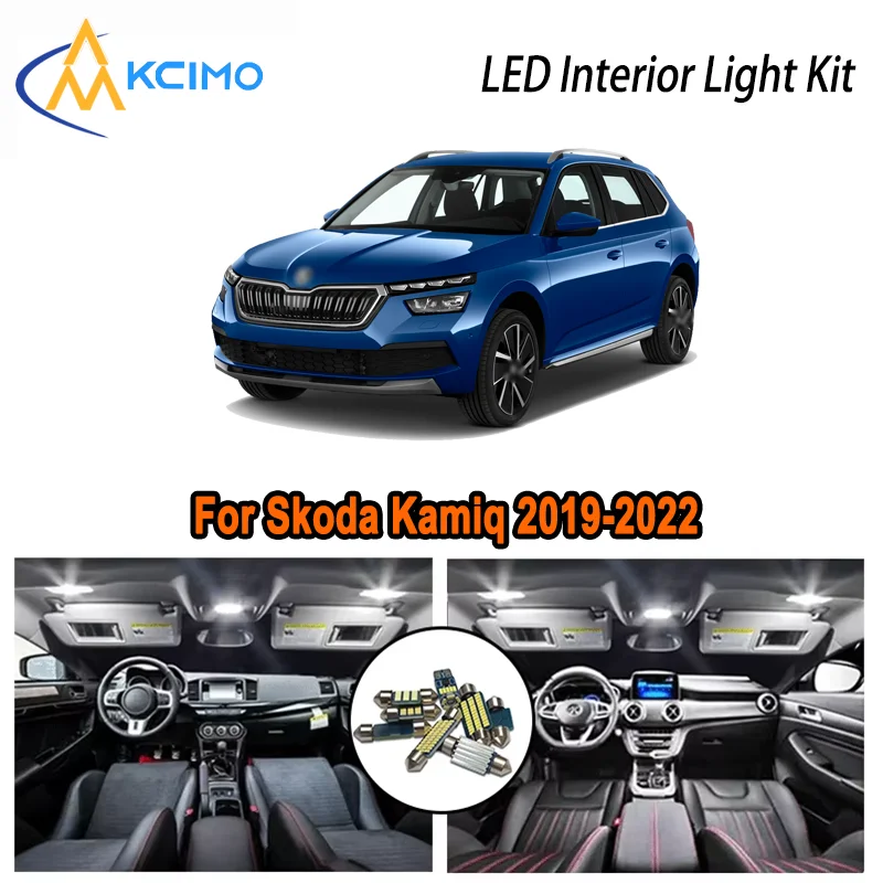 

For Skoda Kamiq 2019-2022 2019 2020 2021 2022 Premium Bright LED Interior Dome Map Trunk Light Kit Car Led Lamps Canbus No Error