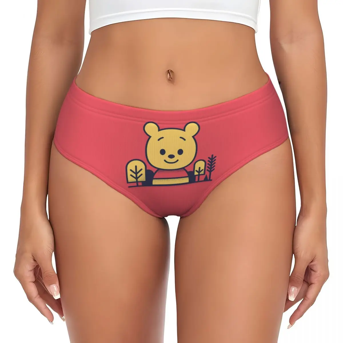 

Custom Winnie The Pooh Cute Cartoons Briefs Underwear Women Breathable Stretch Panties