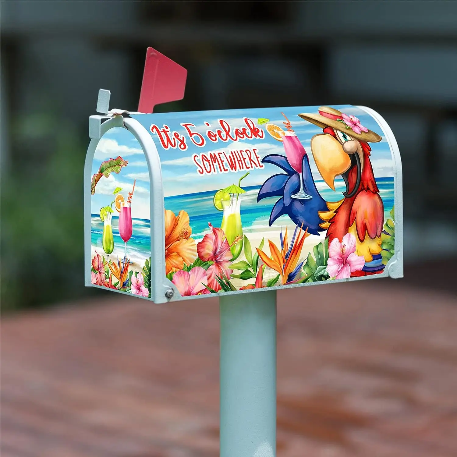 Magnetic Standard Hooetoon Mailbox Covers, Capa de Vinil, Adicionar Lado para Jardim Quintal, 5 O'Clock Papagaio, Verão