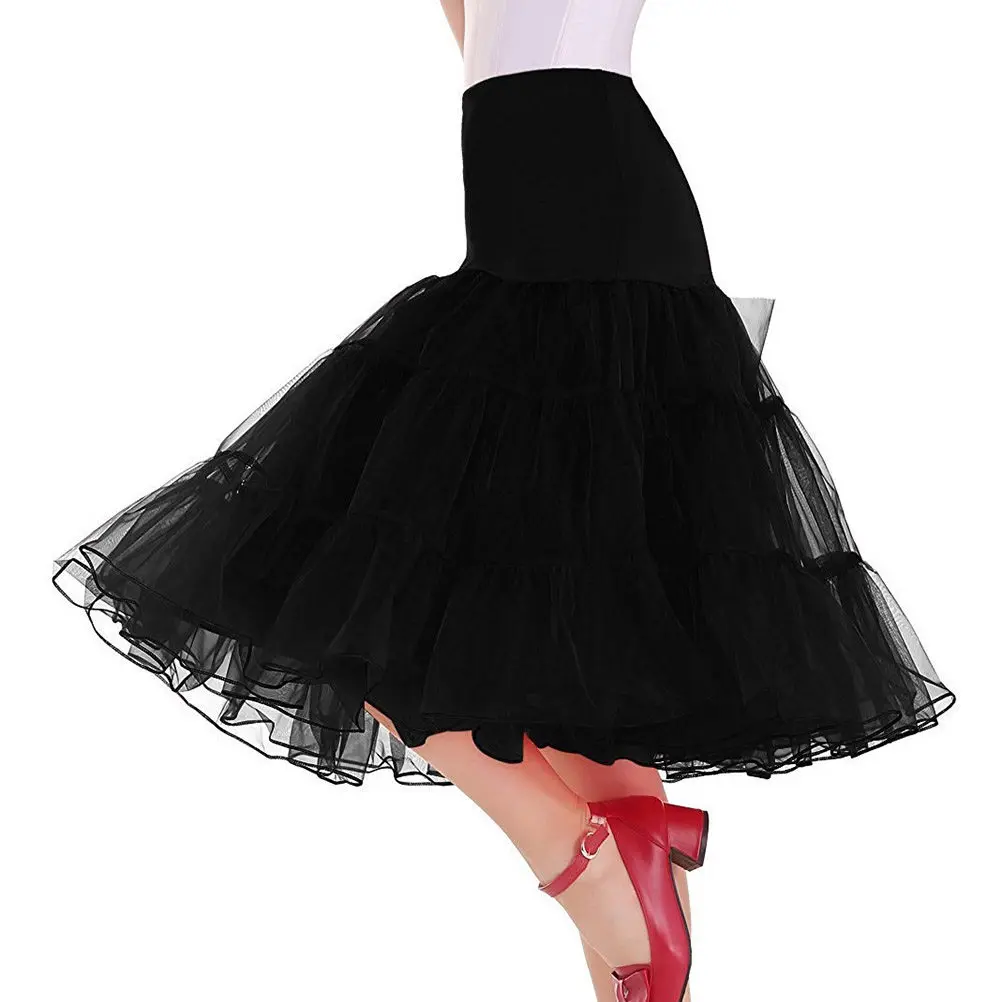

M Size Black Hoopless Petticoat Retro Dress Short Underskirt for Cosplay Ballet Dance Jazz Tap Costume Tutu Skirt